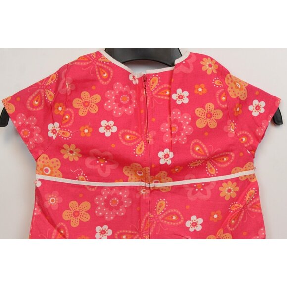 NEW Y2K Disney Store Coral Pink Dress M 7/8 Princess Flower Butterfly Mod A-Line - Picture 5 of 6